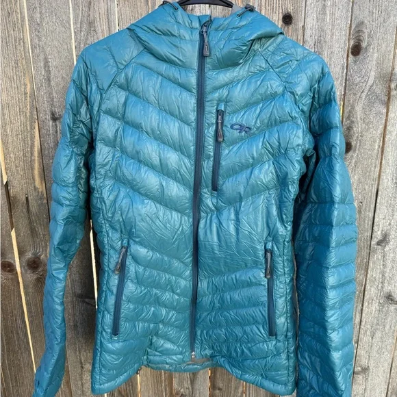 Outdoor Research Illuminate Down Jacket Teal Sz L - Picture 2 of 5
